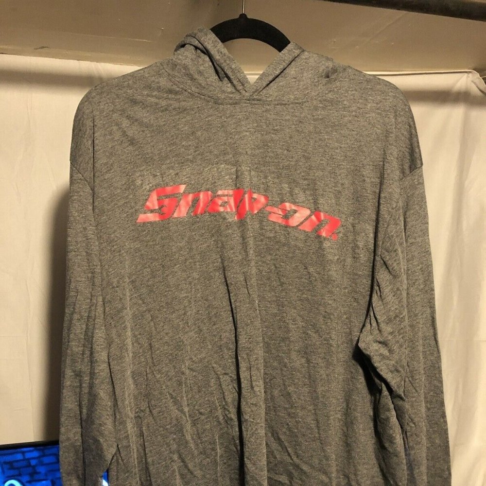 Snap-On Tools Gray Thin Red Logo Pullover Hoodie T Shirt Size XL